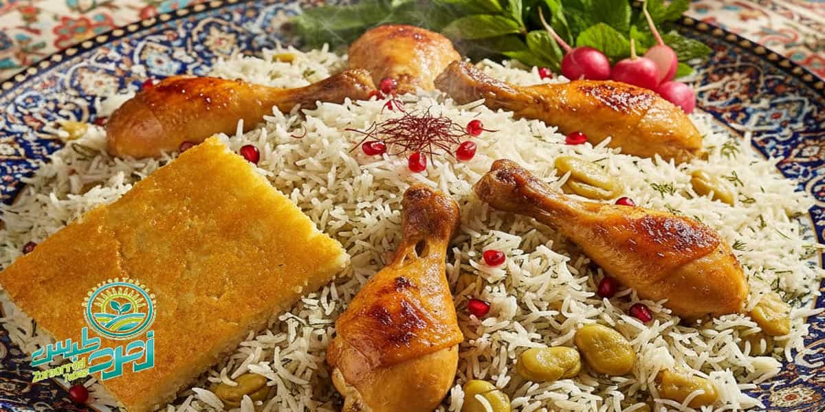 طرز تهیه باقالی پلو با شوید خشک و مرغ