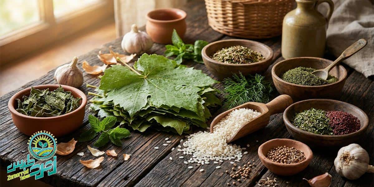 مواد لازم دلمه برگ مو